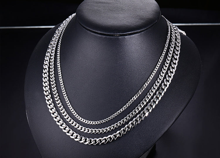 Cuban Chain 3 mm 5 mm 7 mm 9 mm 11 mm Black Silver Gold Sizes 18 cm 20 cm 22 cm 24 cm